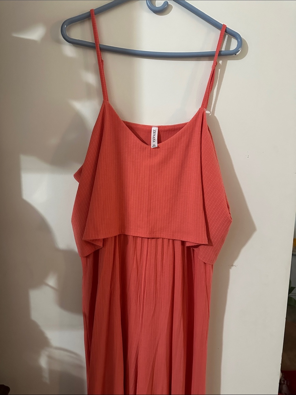 Zenana Outfitters Ribbed Coral Jumpsuit
